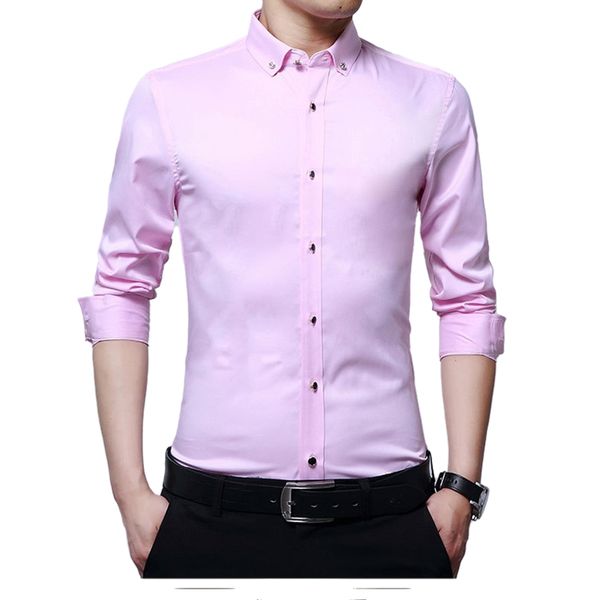 

2022 pink white black groom wedding shirt men 2022 brand long sleeve slim fitted mens dress shirts weddings formal prom evening party wear d