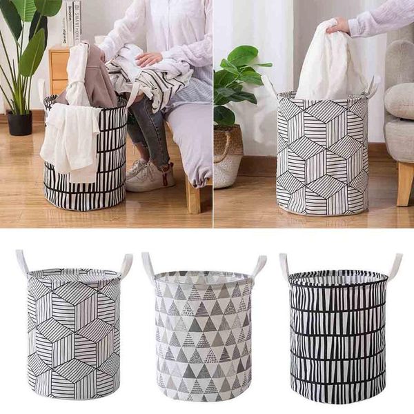 

geometric pattern laundry hamper basket waterproof folding dirty clothes storage hamper home organizer kid toy storage basket