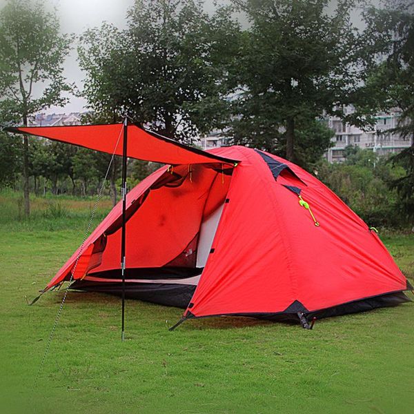 

tents and shelters ultra-light off-road camp tent 2-3 person dome tent, double-layer aluminum poles for all seasons, with hallway
