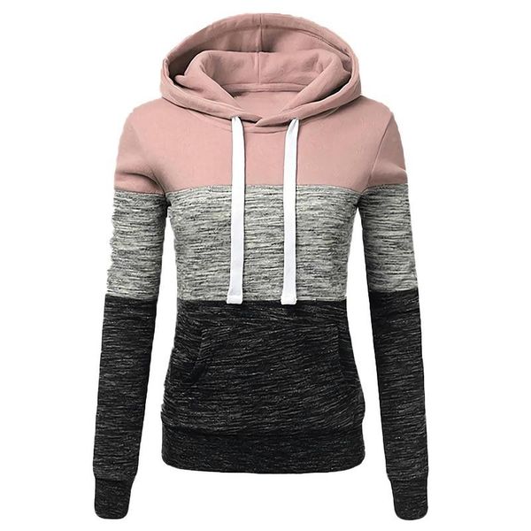 

women's hoodies & sweatshirts 2021 fall/winter european and american color-blocking long-sleeved hooded drawstring sweater print pullov, Black