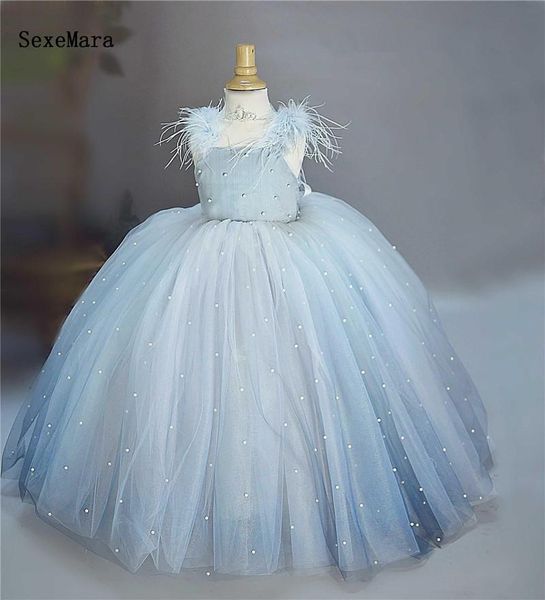 

girl's dresses girl clothes pearls ribbon puffy tulle children birthday dress baby girls party princess christening pageant outfits, Red;yellow