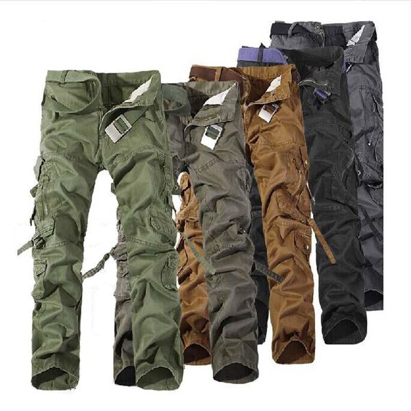

men's pants khaki casual man cargo cotton military style tactical army trousers multi-pocket joggers men cloth k157, Black