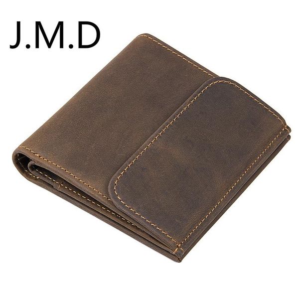 

wallets j.m.d crazy horse leather men's button wallet vintage rfid shield, Red;black