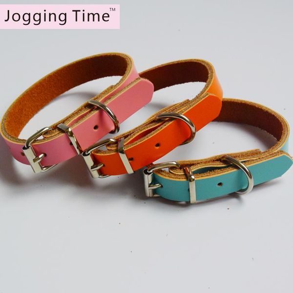 

small pet dog collar leather pet cat collar buckle puppy cat necklace for small dogs accessories pink orange blue color
