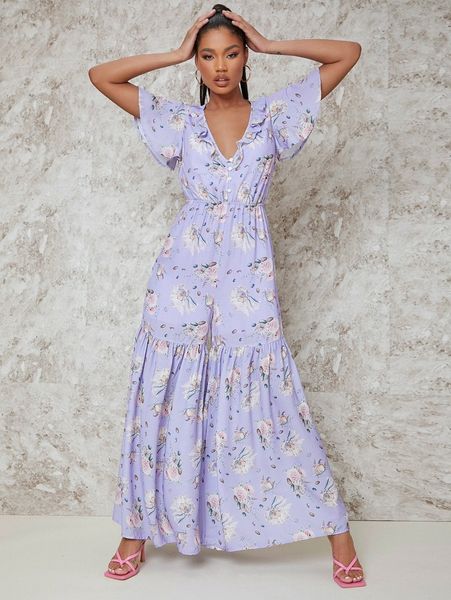 

nautical shell ruffled palazzo-leg jumpsuit n8jj#, White