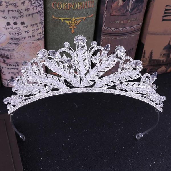 

hair clips & barrettes handmade crystal beads princess crown jewelry women bride headbands wedding party tiaras headdress decoration, Golden;silver