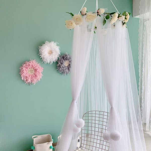 

baby bed mosquito mesh kids bedding round dome hanging bedcover canopy curtain u90b