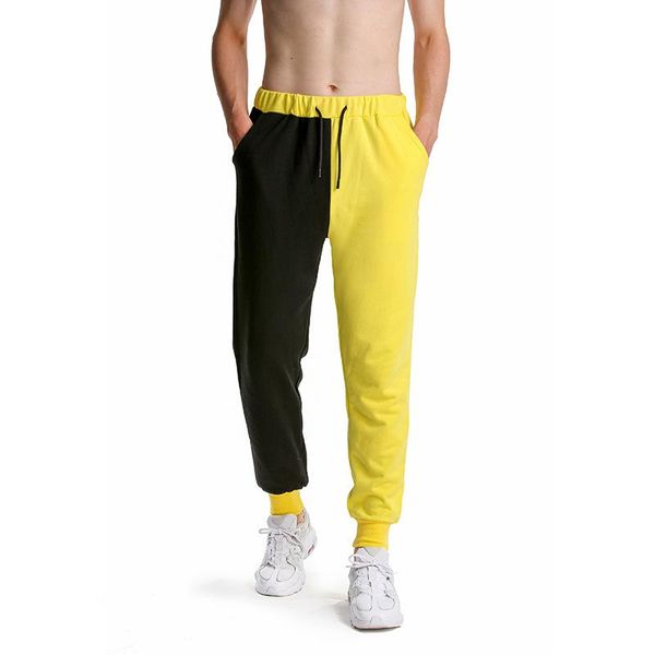 

men's pants contrast color jogging sports trousers, Black