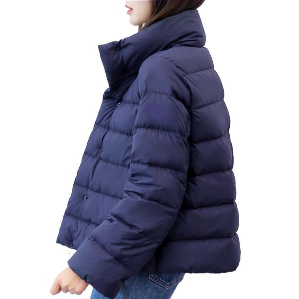 

new 2021 autumn winter loose fit down jacket women stand collar short casual down coat outerwear plus size, Black