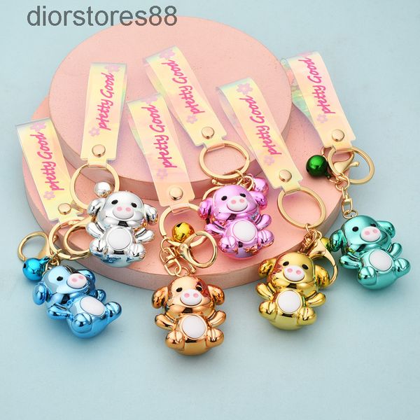 

key chain cartoon pig cute creative vacuum electroplating color pendant magic small gift, Silver