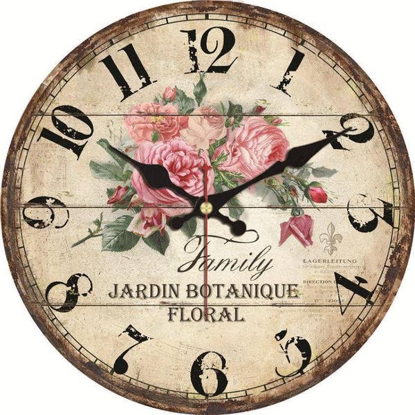 

wall clocks wonzom vintage clock rose design relogio de parede large silent for living room flower saat home decor kitchen watch