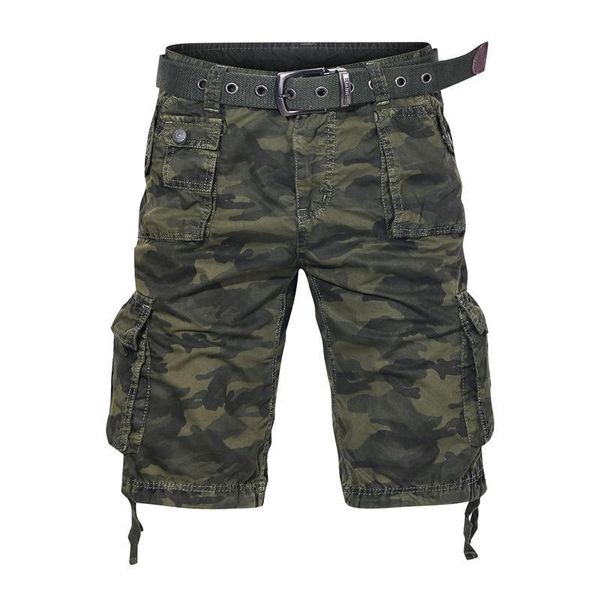 

gym clothing cargo shorts men 2021 summer breeches pocket army camo male knee length men's cotton camouflage, White;black
