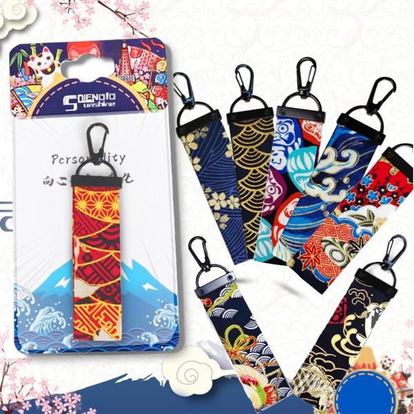 

keychains japanese style ukiyo-e pendant charm keyring car key chain decoration jdm bushido interior couple gift, Silver