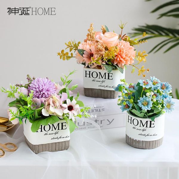 

ins small fresh fake flower decoration simulation bouquet potted nordic living room indoor dry flower table floral ornaments