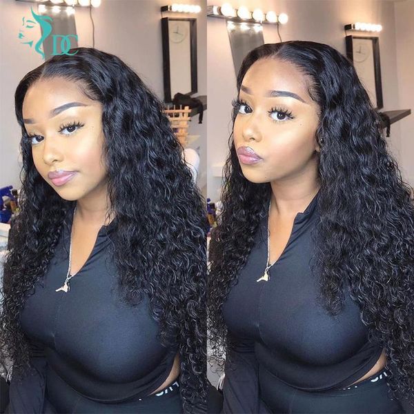 

lace wigs dc front human hair wig deep wave brazilian jerry curl natural color 13x4 for black women, Black;brown
