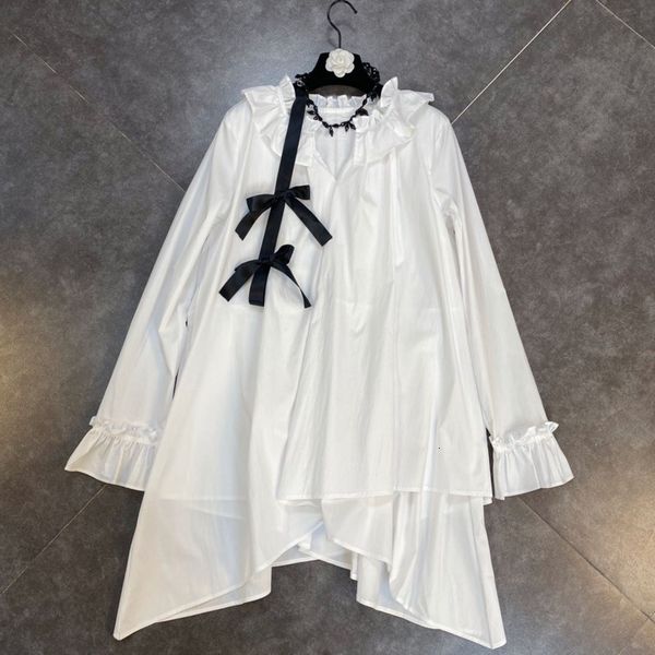 

2021 Spring New White Arrival Long Sleeve Around Irregular Neck Beads Arch Necklace Dark Fashion Dress Women's Clothing Rm4i, Black;gray