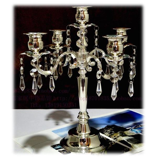 

candle holders creative silver 5 arm candlestick metal glass crystal holder romantic valentine's day candlelight dinner home decor fc31