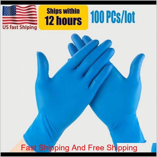 

us stock blue nitrile disposable gloves powder (non latex) - pack of 100 pcs gloves anti-skid anti qyldxh sports2010