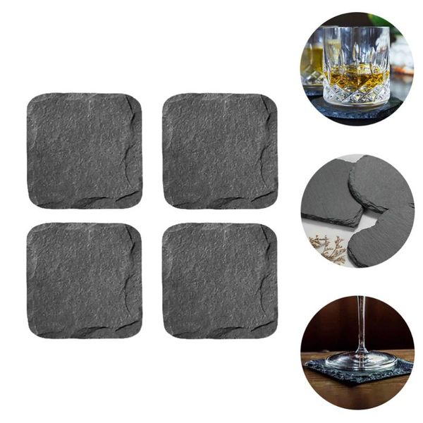 

mats & pads 4pcs square heat insulation coffee cup natural cocktail (black)