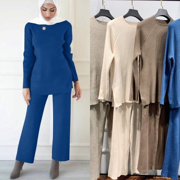 

casual women's clothing autumn winternew style women's long-sleeved tousers commuter clothing warm knitted pants sets elegant, White