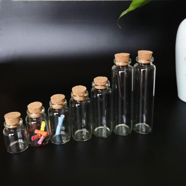 

20pcs/lot 10ml to 55ml bayonet type glass storage bottles with corks wishing bottle decoration vials containers jars for wedding