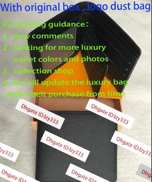 

2020 new bag billfold plaid pattern women wallet men pures high-end designer wallet with box 60223, Red;black