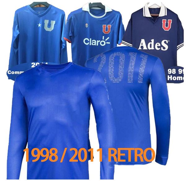 21/22 Universidad de Chile Futebol Jerseys Júnior Fernandes Joaquin Largey Jose Gatica 1998 2011 Camisa de futebol retrô L. Rodriguez Manga Longa 10th Unifroms