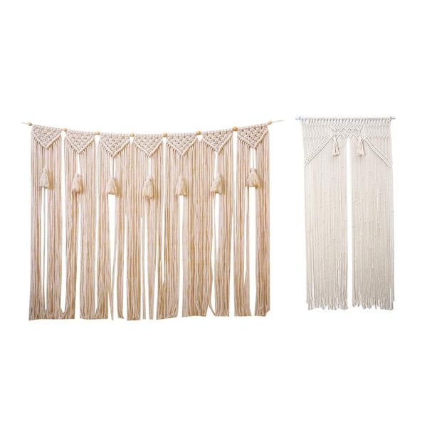 

tapestries 2 pcs macrame wall hanging tapestry for bedroom wedding decoration, 80 x 150cm & 100 70cm