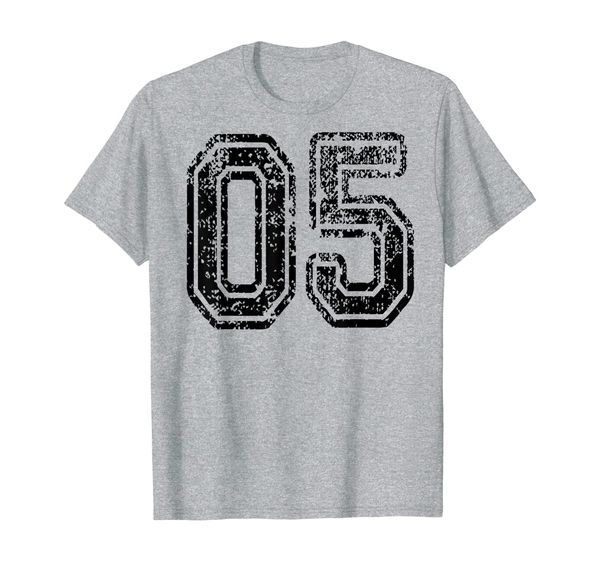 

#05 grungy numbered sports team t-shirts in black both side, White;black