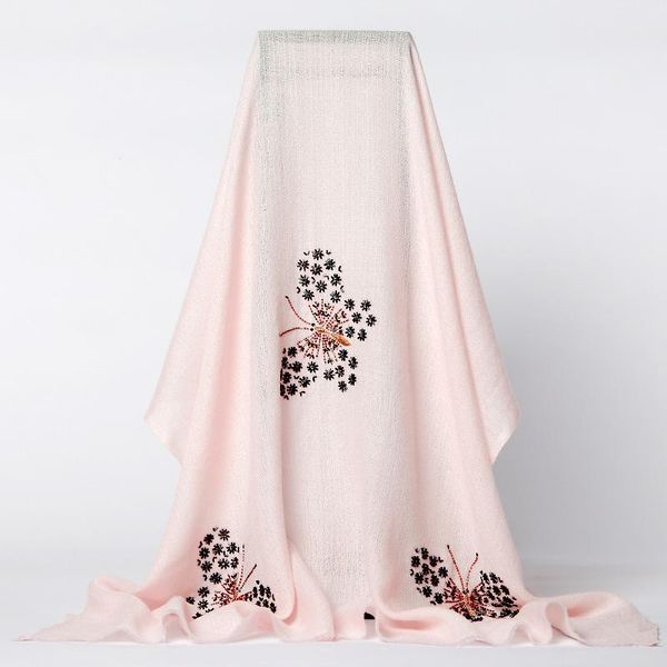 

scarves women silk wool scarf embroidery warm shawls and wrap for ladies echarpe bride bridesmaid winter bead pashmina, Blue;gray