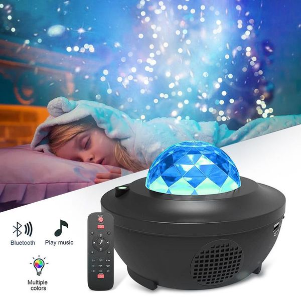 

night lights led light star galaxy projector ocean wave music player remote rotating starry sky porjector decoration bedroom lamp