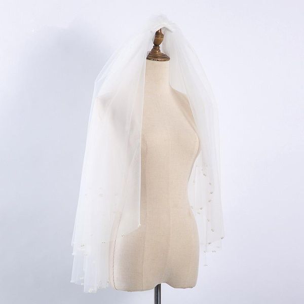 

bridal veils veil 2021 short with comb and pearl multi-layer wedding accessories, Black