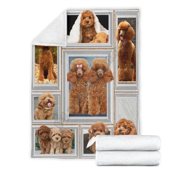

blankets poodle fleece blanket dog po frame style printed adults/kids sherpa 02