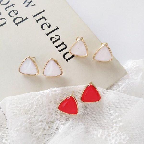 

clip-on & screw back fashion resin temperament women geometric clip earrings trendy 2021 metal triangle holeless ear jewelry, Silver