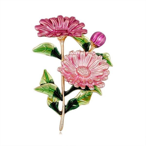 Alfiler de boda Broche de flor de Margarita pequeña de estilo moderno broche de ramillete de mujer de primera calidad Broche de flor de rosa exquisito chapado en plata de 18k