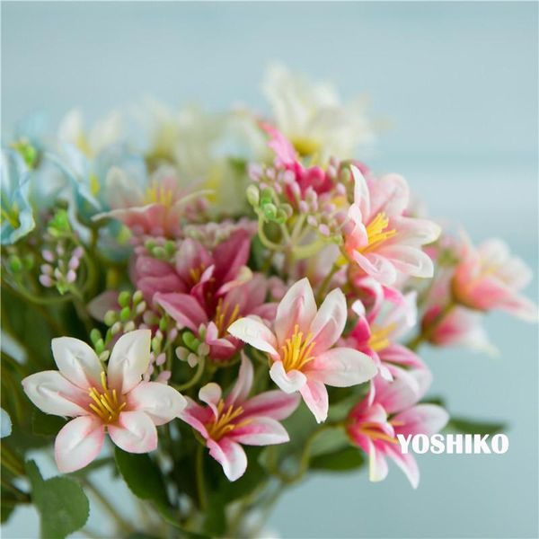 

decorative flowers & wreaths 18heads/1 bundle 30cm silk lily bride bouquet for christmas home wedding stage decoration fake plants artificia
