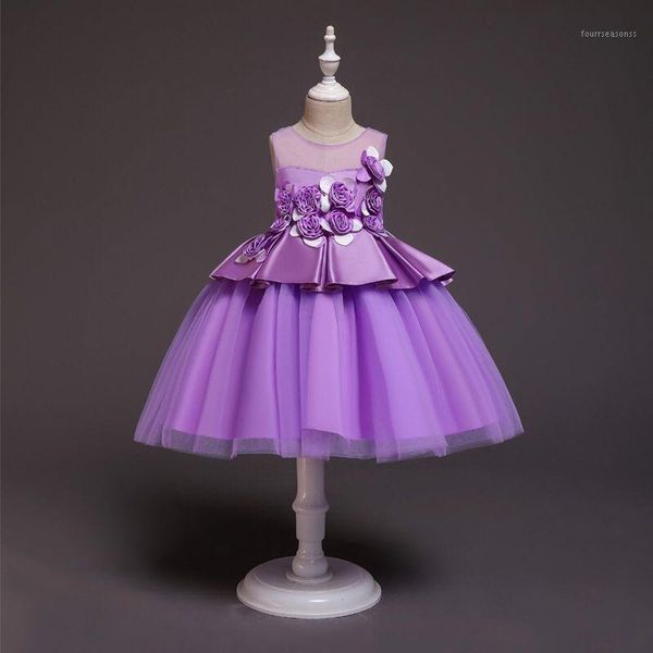 

girl's dresses flower girls elegant sleeveless appliques jersey lace o-neck knee-length vintage cute bow kids party princess gown f3031, Red;yellow