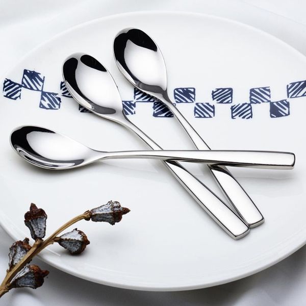 

spoons 6pcs kitchen coffee stainless steel soup spoon exquisite stirring dessert ice cream cafe accessories