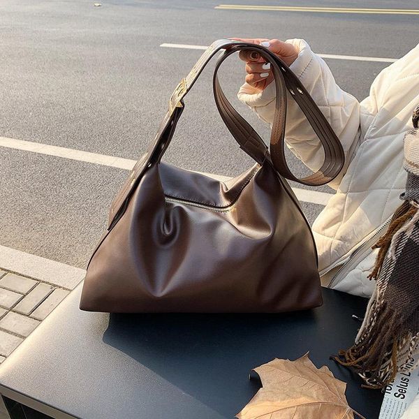 

wide shoulder strap tote bag large capacity bag 2021 new fashion texture shoulder slung bucket