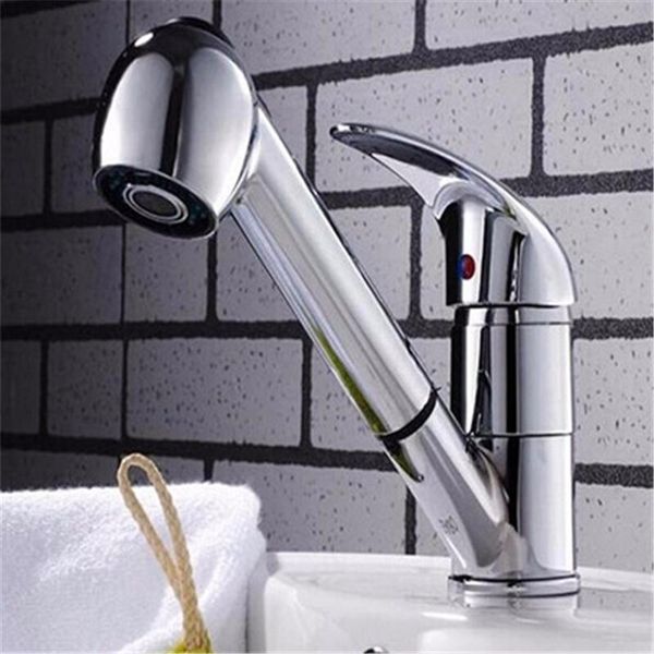 

kitchen faucets bathroom shower head sink chrome single handle mixer tap swivel pull out spray faucet spout water saving nozzle