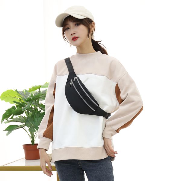 

waterproof oxford waist bag women double zipper casual bum belt bag fanny pack female waist packs crossbody chest phone pouch