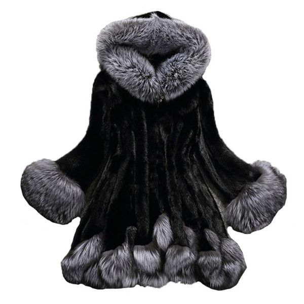 

women's fur & faux coat women 2021 autumn winter white black korean version plus size fashion long lmitate jacket n1058