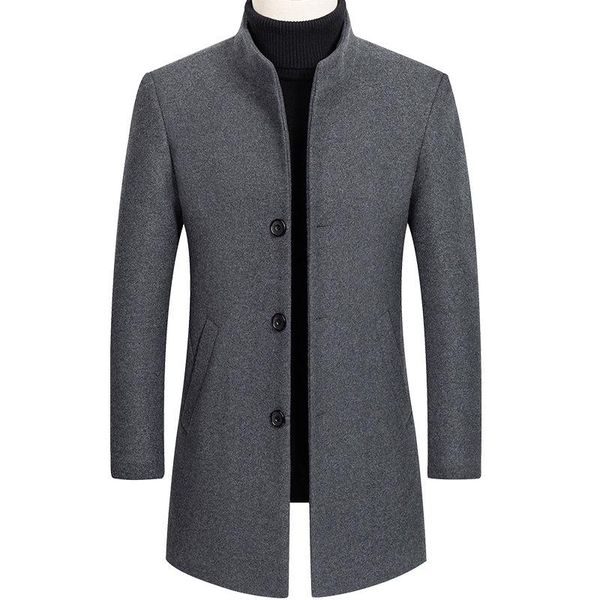 

men's wool & blends thoshine brand autumn winter 30% men thick coats stand collar male fashion blend jackets outerwear smart casual tre, Black