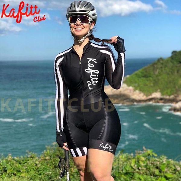 

racing sets kaficlub women's triathlon long sleeve cycling suit tights maillot ropa ciclismo couple jumpsuit pro, Black;blue