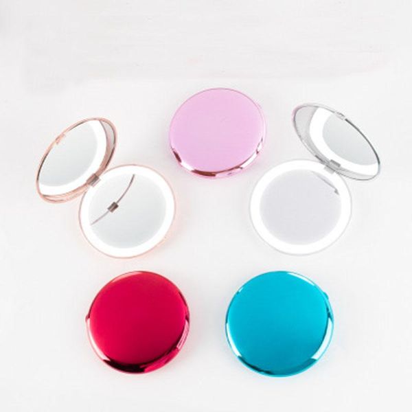 

mirrors two round mirror high definition fashion led make-up fold to carry 10x magnifying glass 12 lamp beads mini