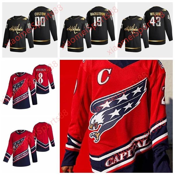 

washington capitals 2021 reverse retro hockey jerseys lars eller chandler stephenson brenden dillon brooks orpik carl hagelin custom stitche, Black;red