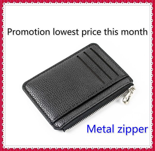 

fashion zipper card holder wallet ultra-thin simple multi-card coin purse, Red;black