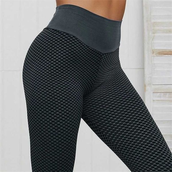 

seamless fitnes leggings fashion patchwork print high waist elastic push up ankle length polyester drop 211130, Black