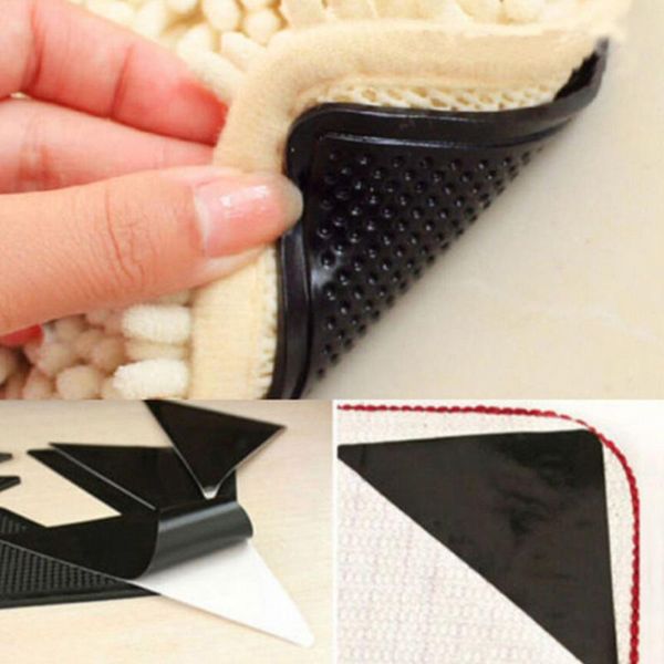 

carpets 4pcs non slip practical rug fixation rubber reusable home pads carpet mat grippers triangle shape washable bath living room