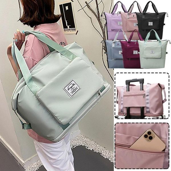 

storage bags large capacity folding travel bag women hand luggage business trip traveling waterproof